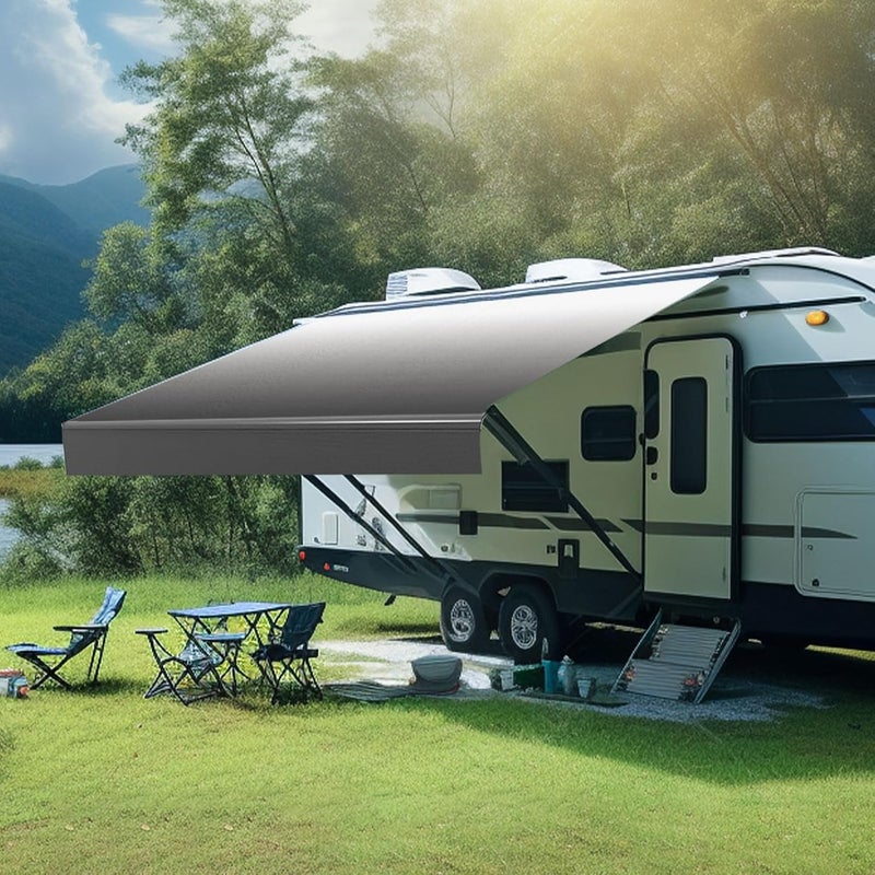 CYLAND استبدال قماش مظلة RV، قماش فينيل ثقيل الوزن 18.5 أونصة، استبدال مظلة الكامبر، استبدال مظلة RV، مظلة عالمية لمقطورات السفر، رمادي متلاشي 11' (قماش 10'2") - Image 2